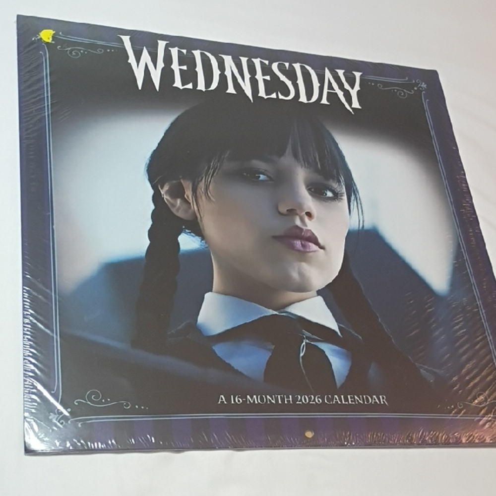 NWT Wednesday 2026 Wall Calendar - Gothic Portrait in Black